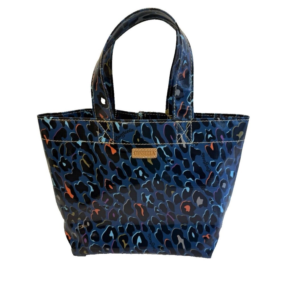 Consuela Grab N Go Mini Tote Purse Leopard Print Vinyl Double Handle Bag NWT